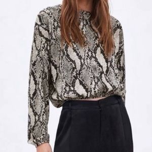 Zara Long Sleeve Snakeskin Top